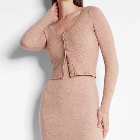 Express Cropped Cardigan - Blush/Heather Pink Size S - Picture 2 of 10